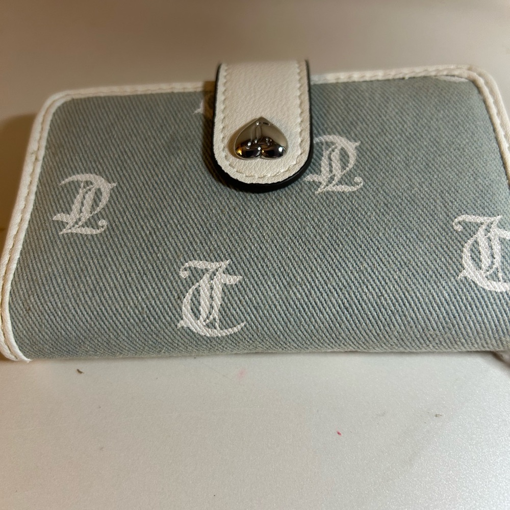 Juicy Couture Gray and White jeans, wallet